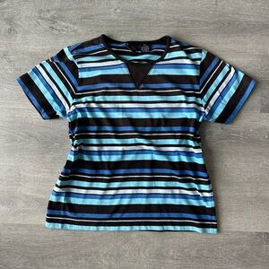 Erika brown & blue striped tee -Y2K